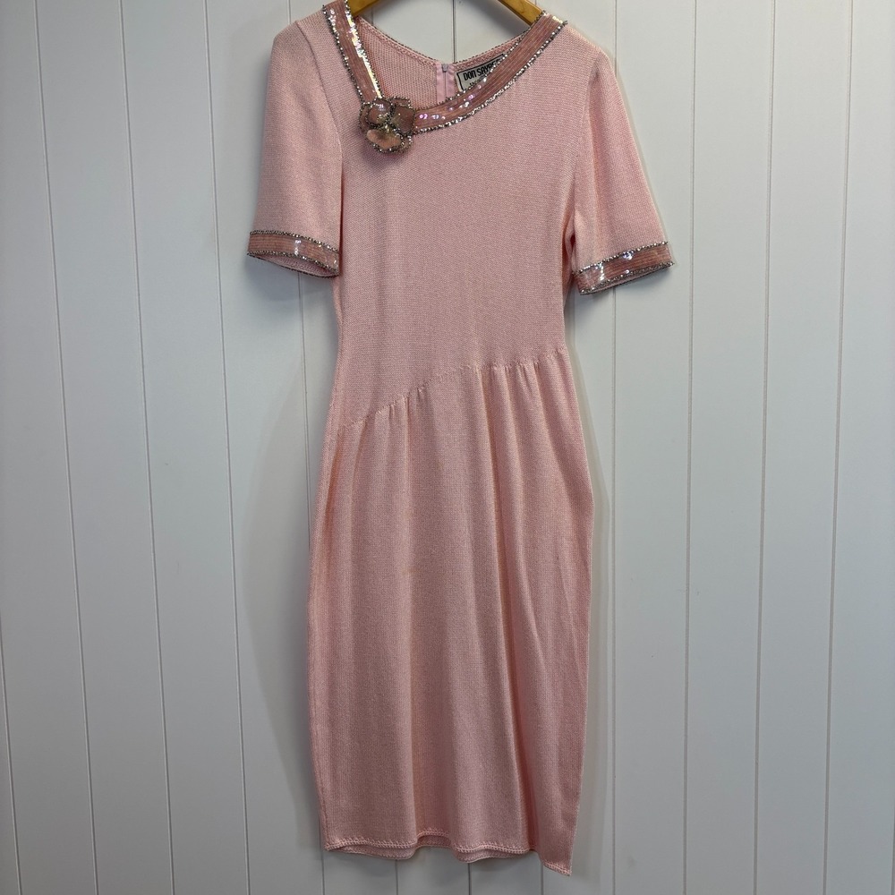 Vintage Don Sayres for Wellmore 80s Cocktail Knit Sequins Dress Size 10 Floral